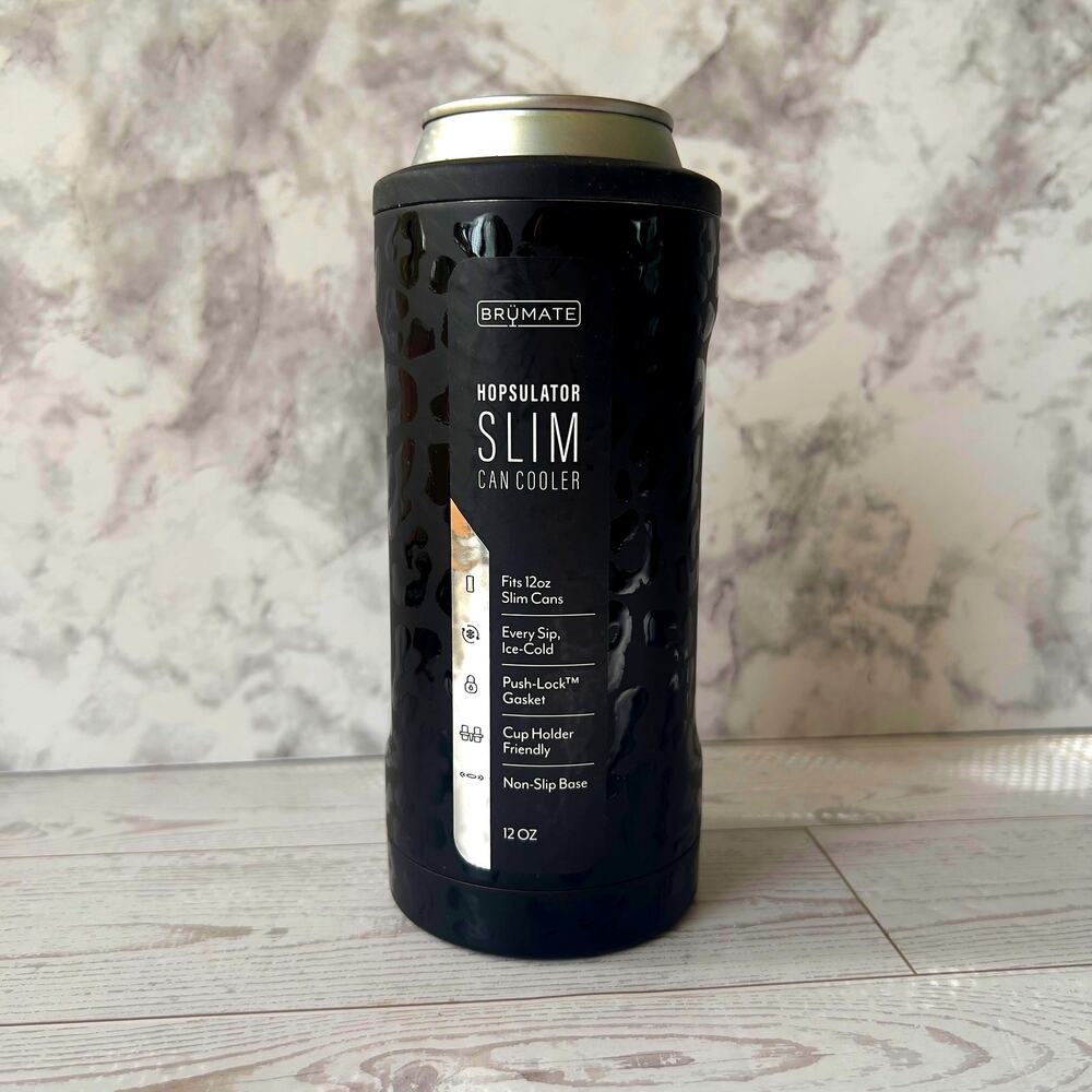 Brumate Hopsulator Slim Can Cooler Insulated for 12oz Onyx Leopard - NEW!